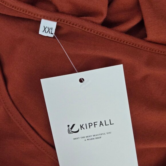 NWT | Kipfall | Burnt Orange Sequin Trim Cold Shoulder Open Arm Dress with Pocke - Picture 4 of 6